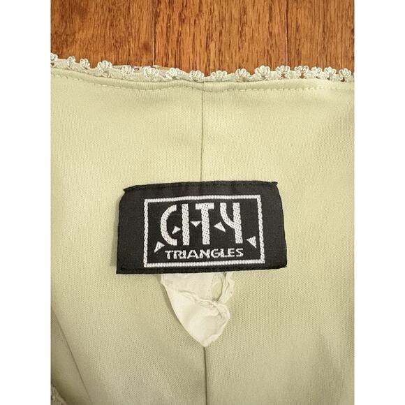 Vtg 90s City Triangles Floral Dress Green Purple Chiffon Cottagecore Fairy Sz S - Picture 11 of 13